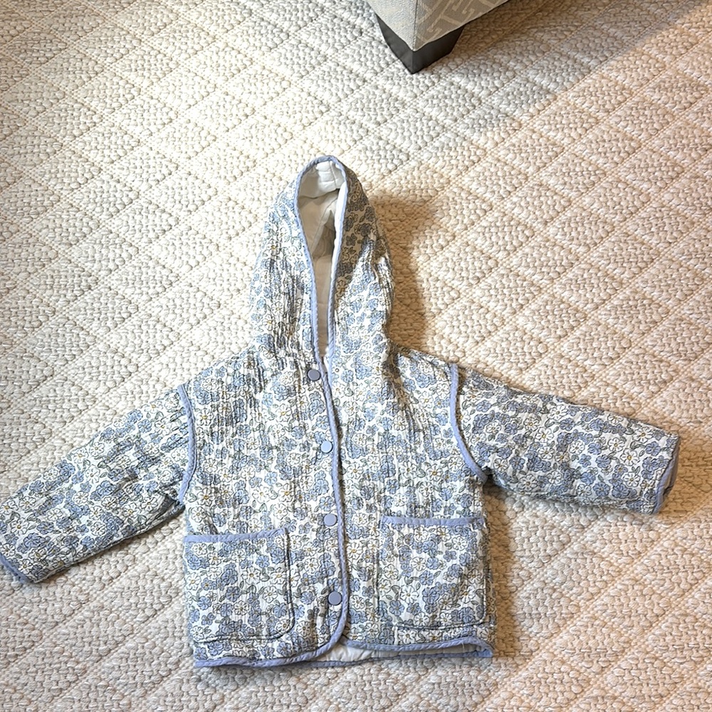 Zara- Girls Purple Flower Hooded Jacket- Size 2-3 years